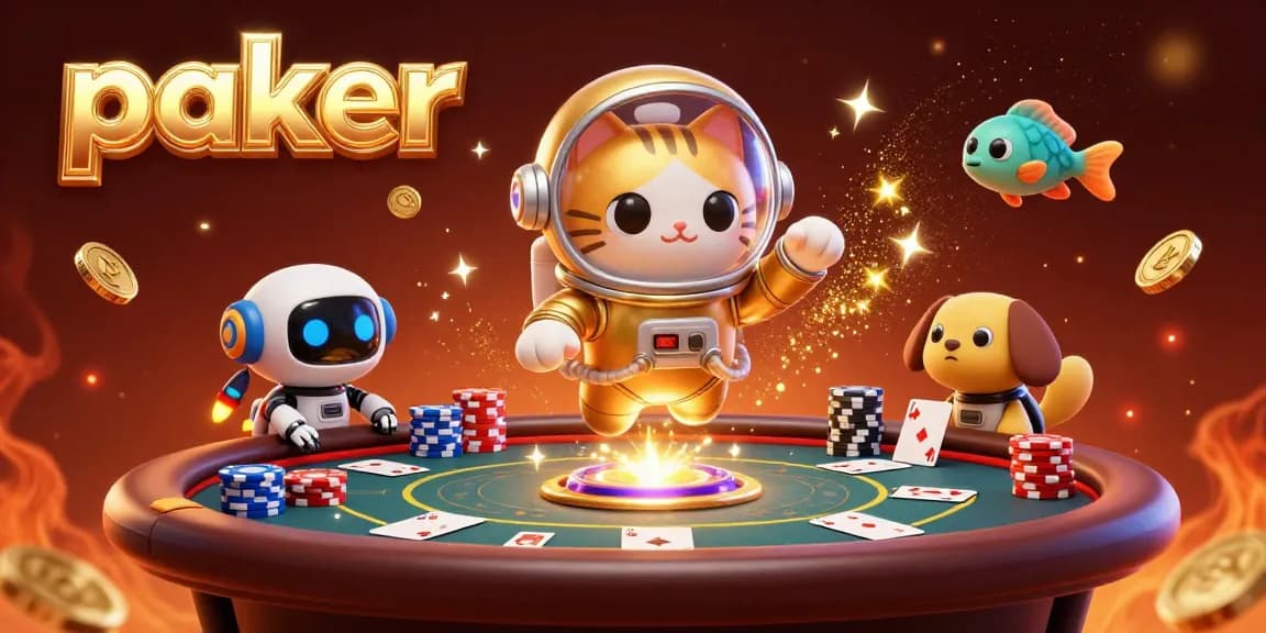 Poker scene featuring an astronaut cat and robotic dog, highlighting poker action and strategy.