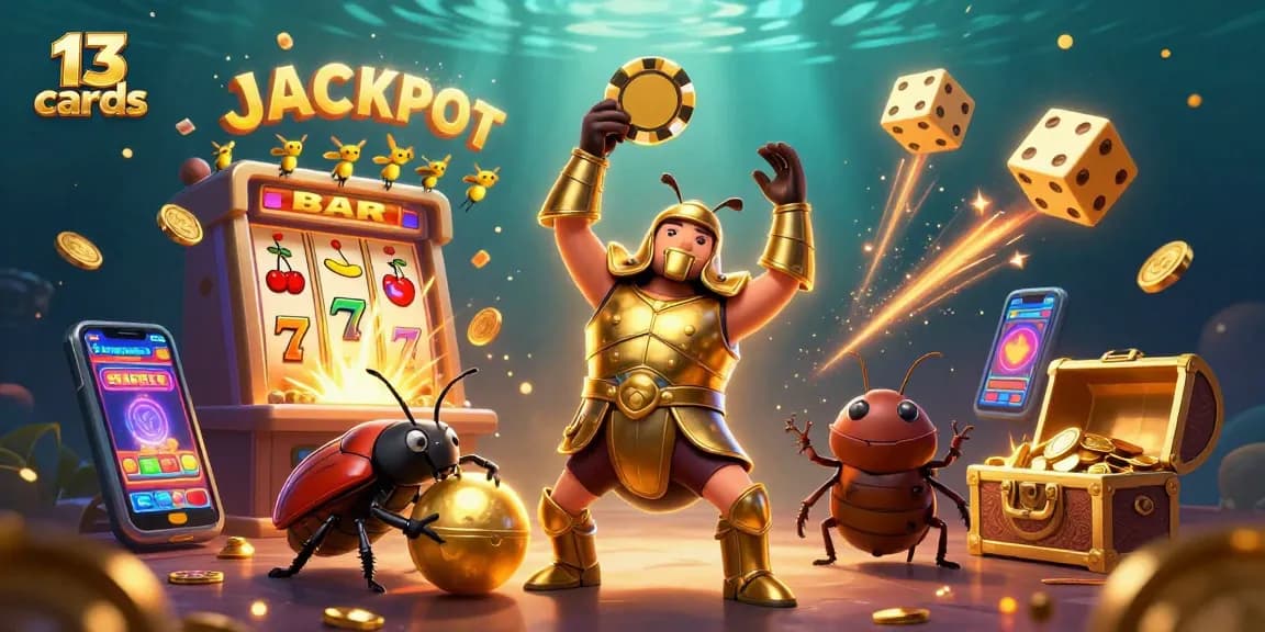 Experience strategic gameplay in 13 cards with vibrant characters and casino elements in a captivating scene.