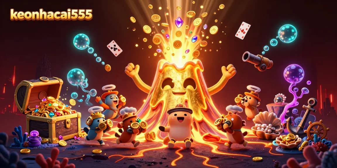 Experience wins at keonhacai555 with a dynamic underwater casino adventure in a vibrant illustration.