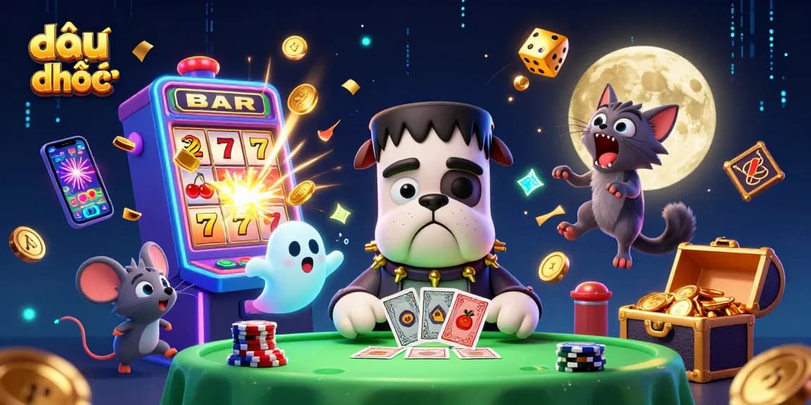 Engage in exciting đấu địa chủ gameplay with spooky characters and dazzling casino elements.