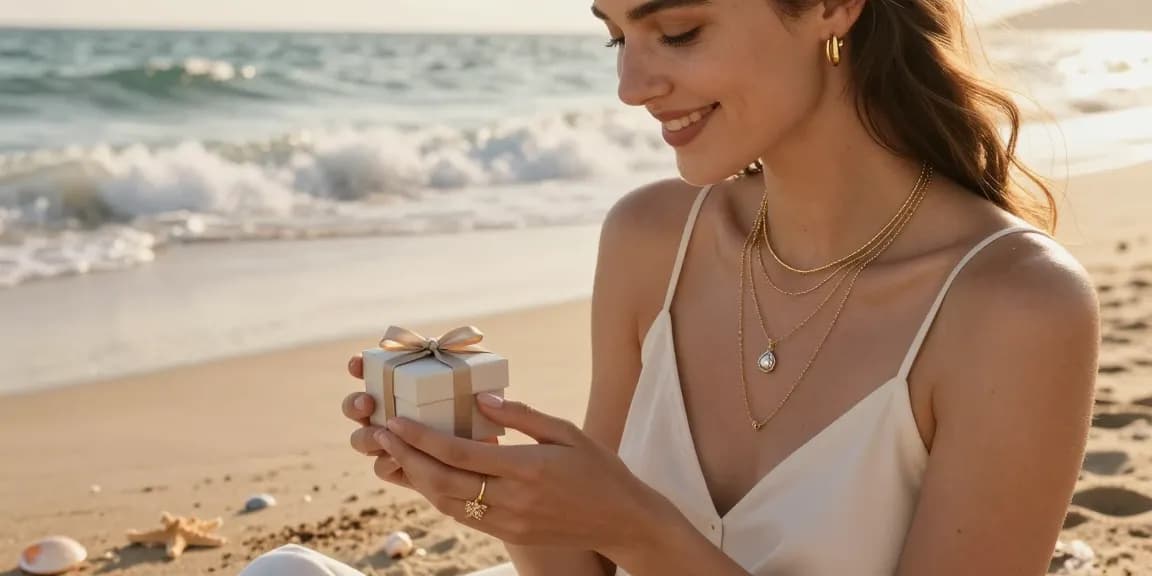 Explore stunning jewellery gift ideas uk by the sea, showcasing elegant pieces among ocean elements.