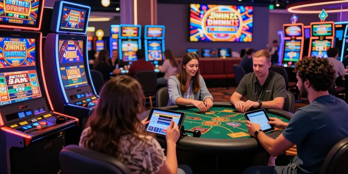 Players engaging at credit card casinos, showcasing diverse games and vibrant atmosphere.