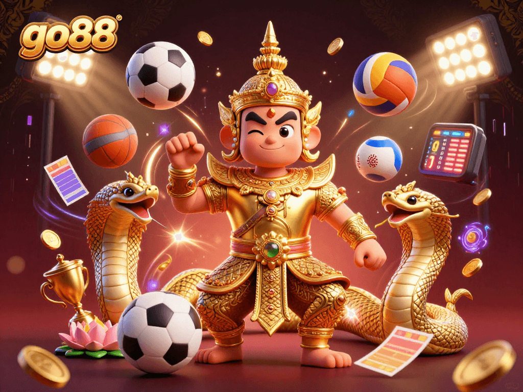 Experience vibrant sports betting action with go88, featuring colorful characters and dynamic elements.