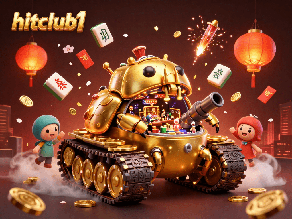 Join the excitement of hitclub1 with a vibrant 3D casino scene featuring a unique beetle tank!