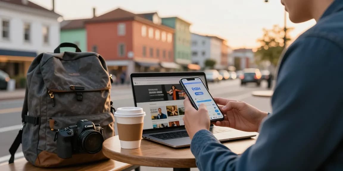 Stay connected with eSIM from https://cocoroam.com at a café while traveling.