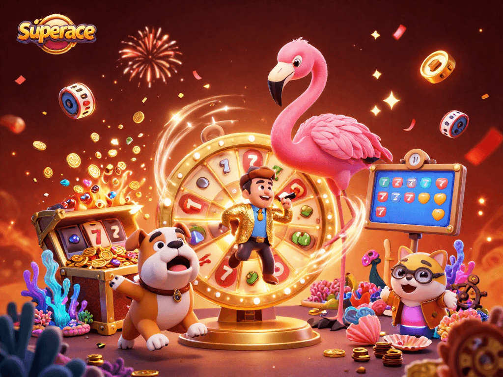 Experience the thrilling excitement of superace with energetic characters and dazzling casino elements.