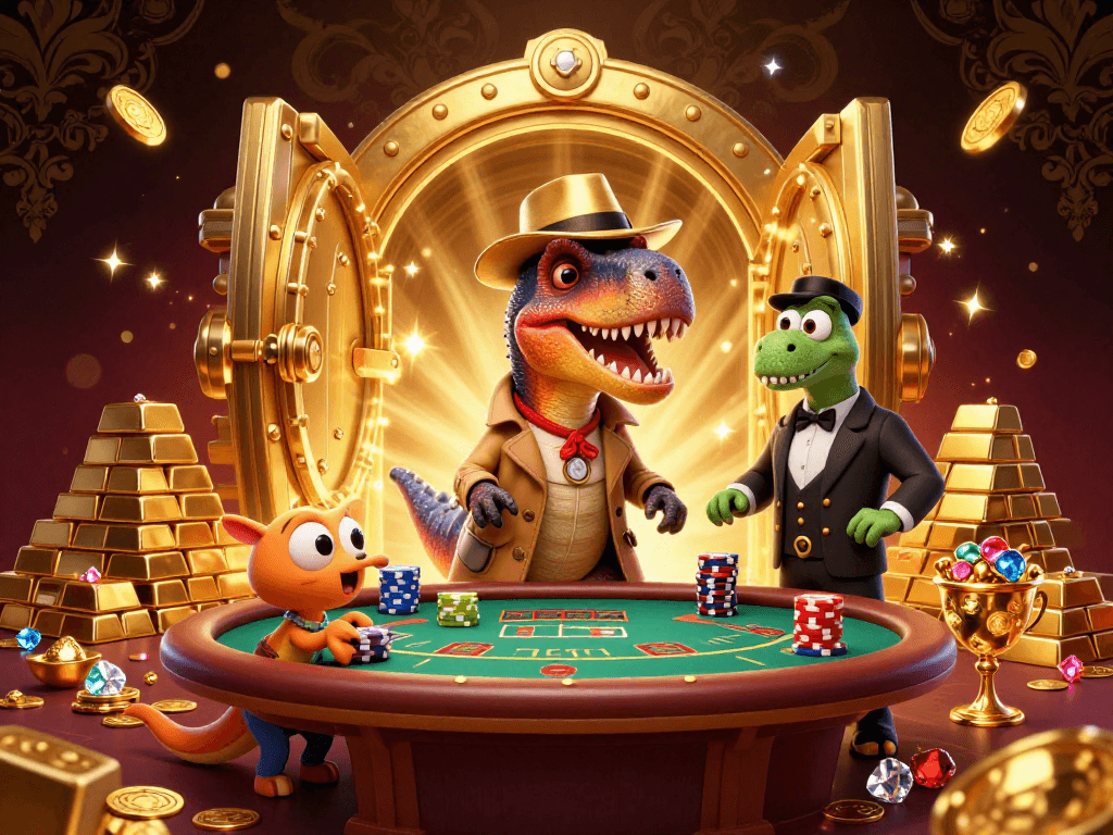 Engage in thrilling games at u888t8, where a velociraptor card counter and friends unite for epic action!