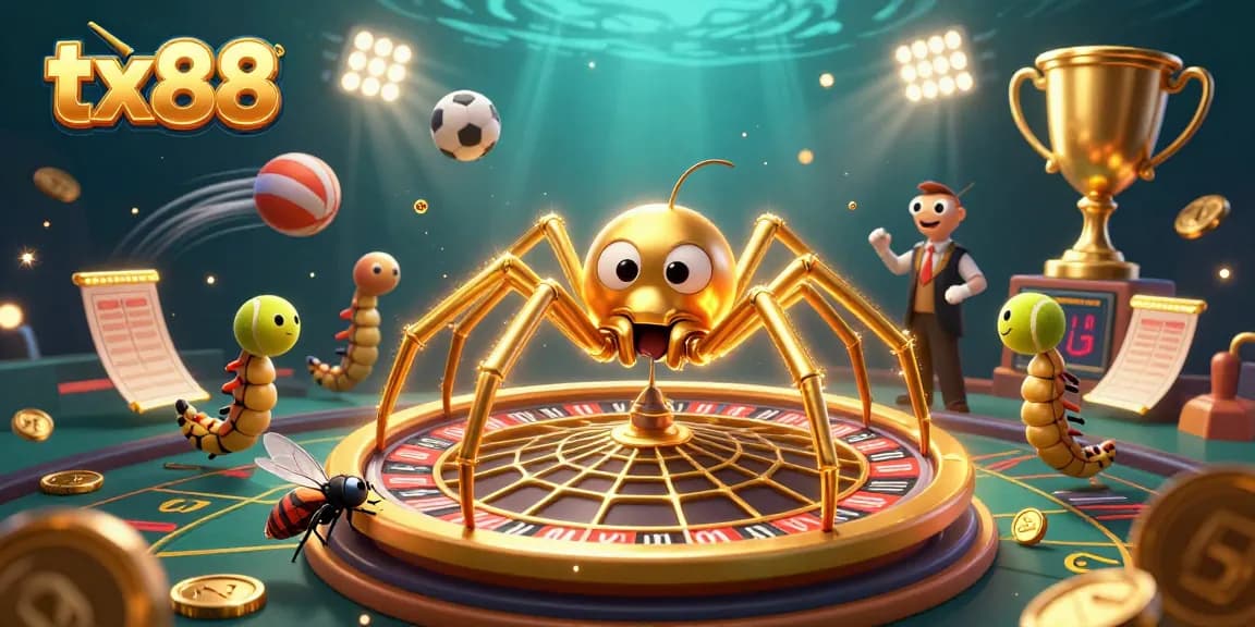Engage in thrilling bets at tx88's vibrant online casino featuring a dynamic 3D scene.