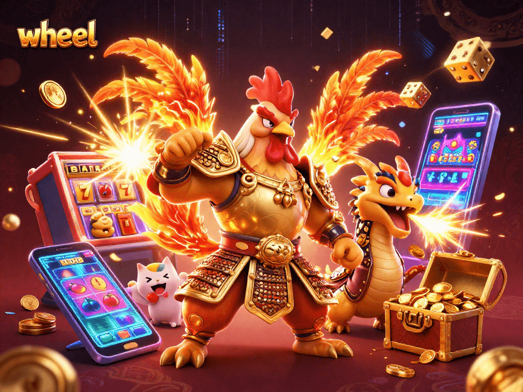 Spin the wheel of fortune with a dynamic scene featuring engaging characters and casino elements.
