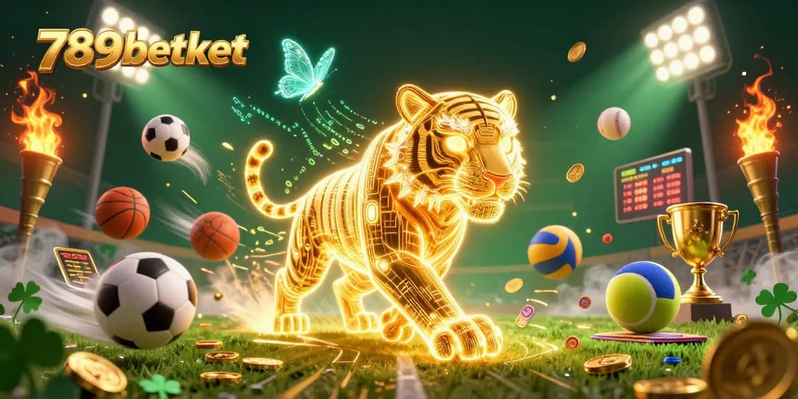 Experience thrilling sports betting with 789betket as a neon tiger navigates a vibrant scene