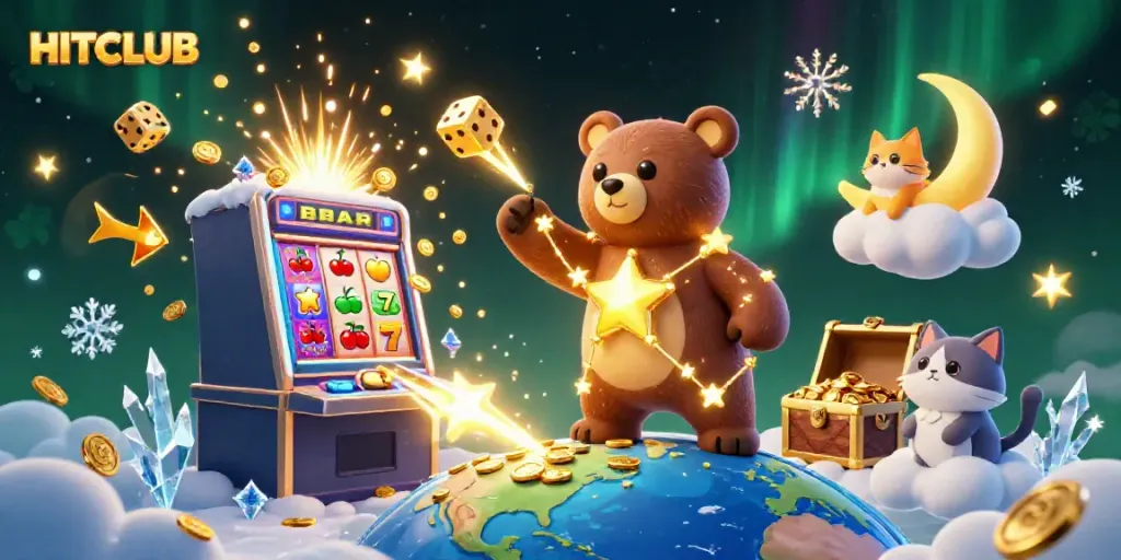 Experience thrilling arcade action at HITCLUB with colorful slots and golden treasures!