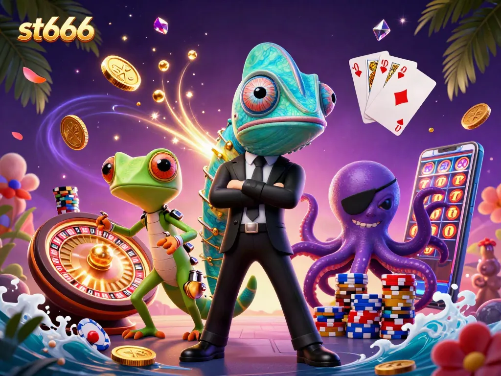 Experience the thrilling world of st666 with a vibrant casino-themed illustration showcasing exciting game elements.