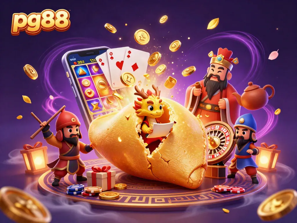 Play and win big at pg88 with a dynamic casino scene featuring golden fortune elements.
