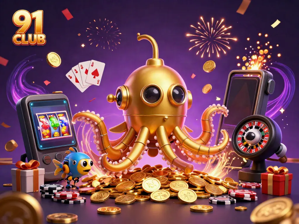 Engage with slot and card games at 91 CLUB amid magical golden treasures.