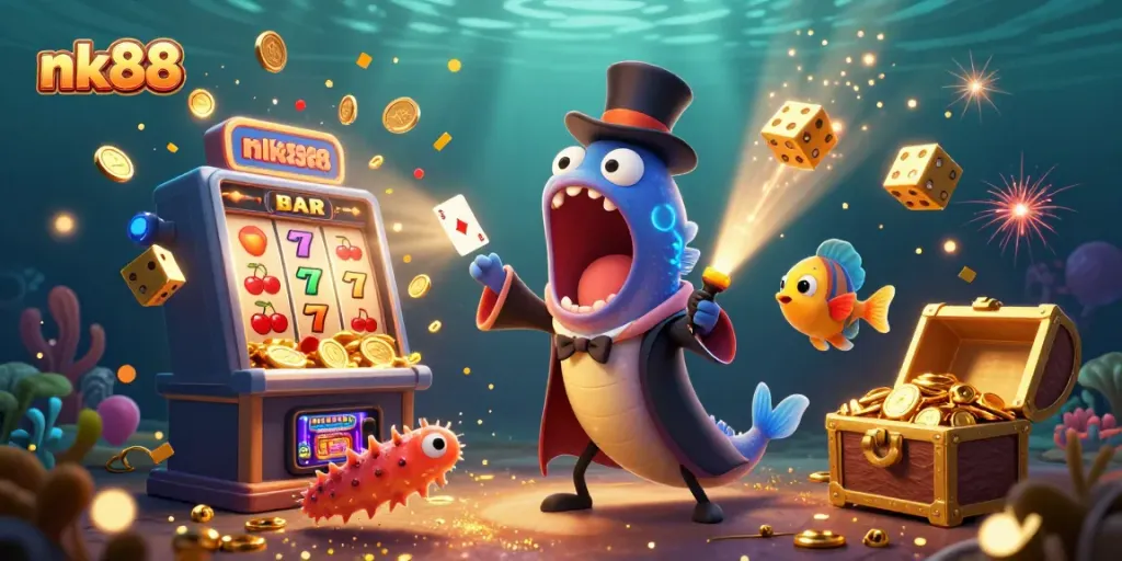 Experience the thrilling world of nk88 casino with engaging games and vibrant illustrations of underwater magic.