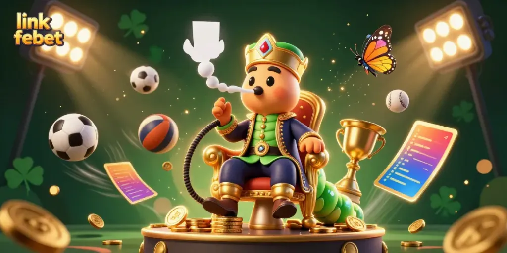 Engage in thrilling gameplay with link febet featuring a vibrant casino scene full of dynamic sports elements.