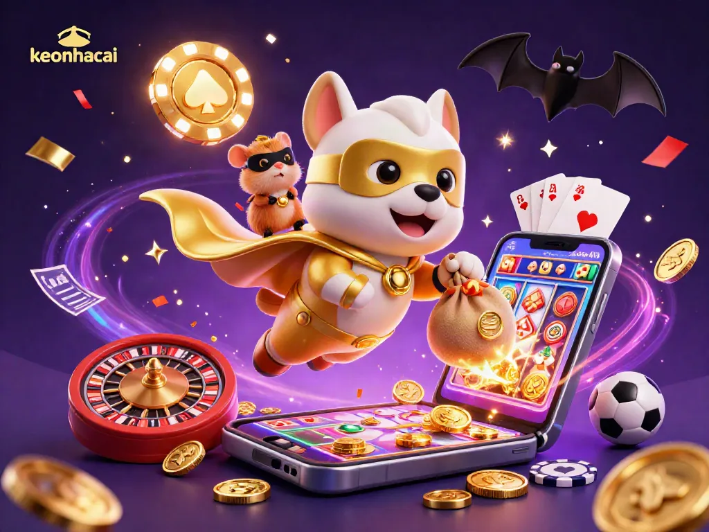 Experience keonhacai sports betting excitement with a 3D animated superhero dog and his hamster sidekick.