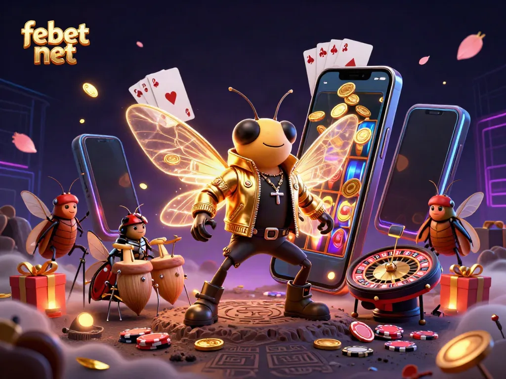 Experience thrilling wins at febet net with a vibrant 3D casino scene featuring unique characters and dynamic game elements.