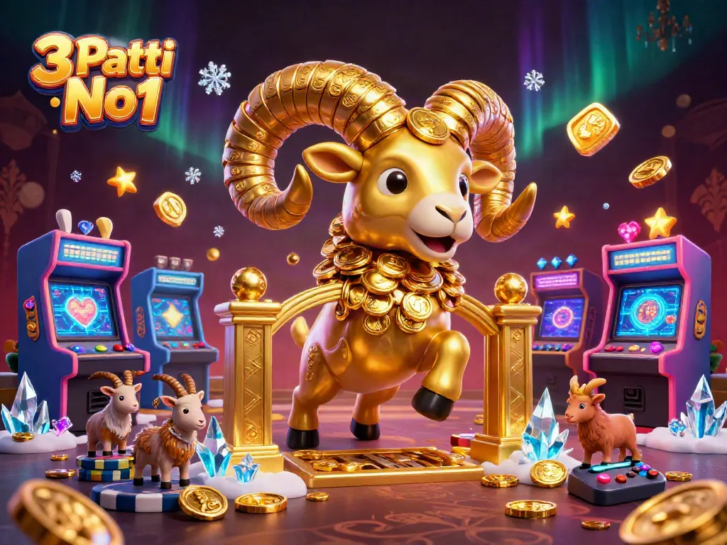 Engage in the exciting world of 3 Patti No1, where a golden ram symbolizes winning opportunities in gaming.