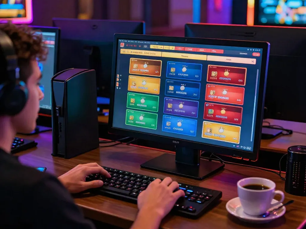 Exciting gaming setup showing online casinos that accept credit card with vibrant lighting and sleek design.