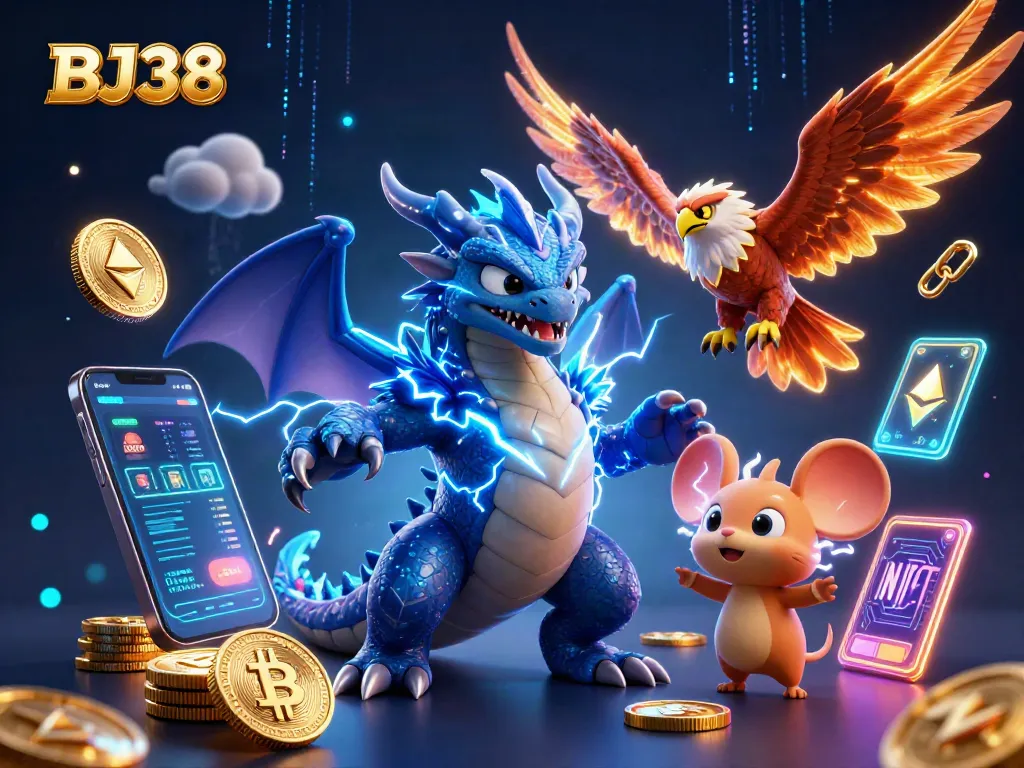 Experience exciting gameplay with BJ38 as dynamic characters interact with cryptocurrency elements.