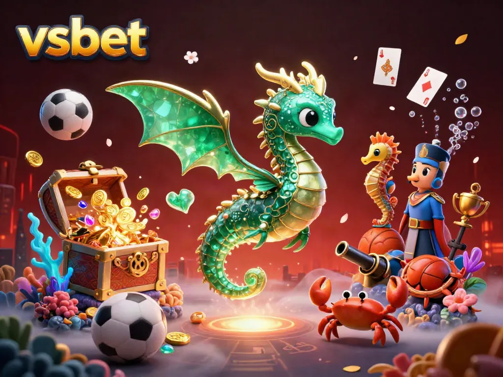 Engage with the vibrant action of sports betting at vsbet, featuring a dragon and underwater treasures.
