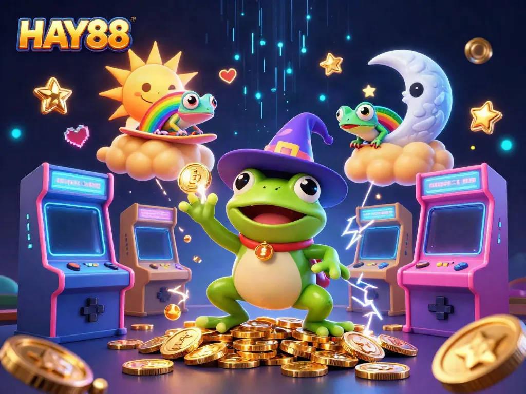 Experience the excitement of HAY88 with vibrant characters and casino elements bursting with energy.