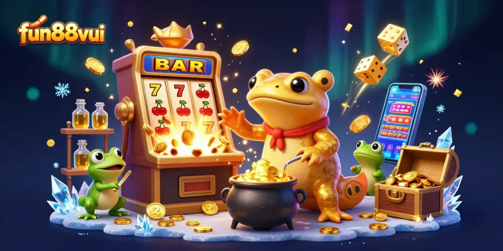 Join fun88vui in a spectacular casino adventure with 3D characters celebrating a jackpot!