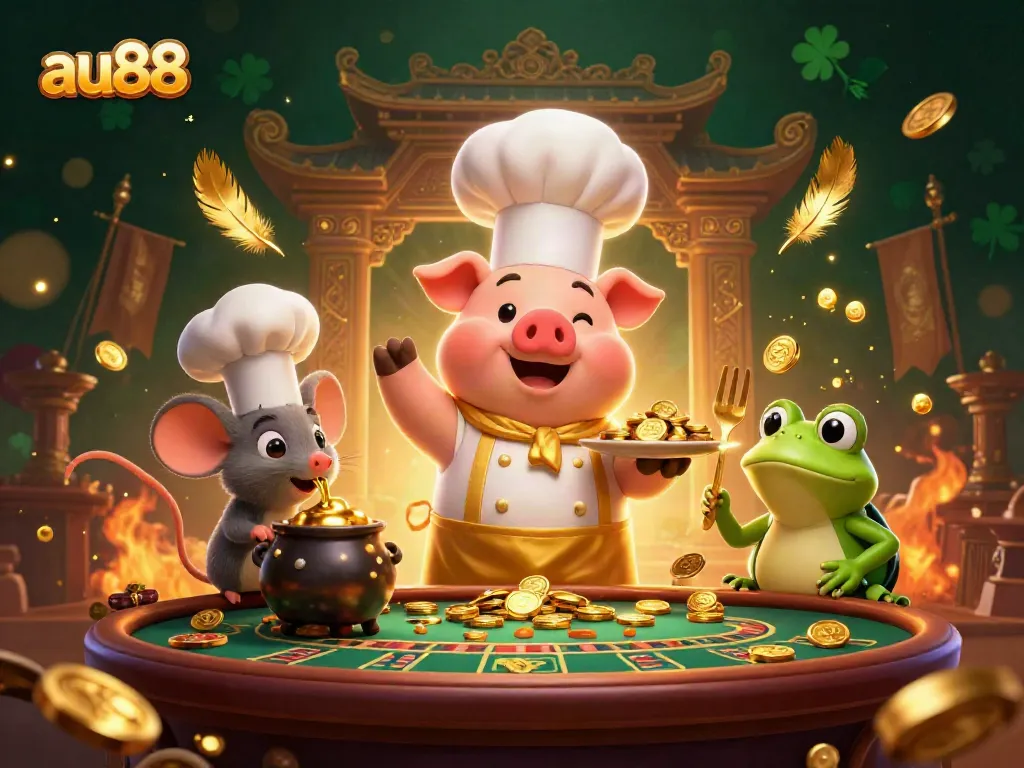 Engage in high-stakes excitement at au88 with a bright and animated casino illustration.