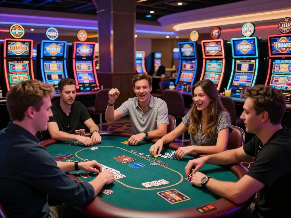 Players enjoying their time at a credit card casino with lively gameplay and vibrant atmosphere.