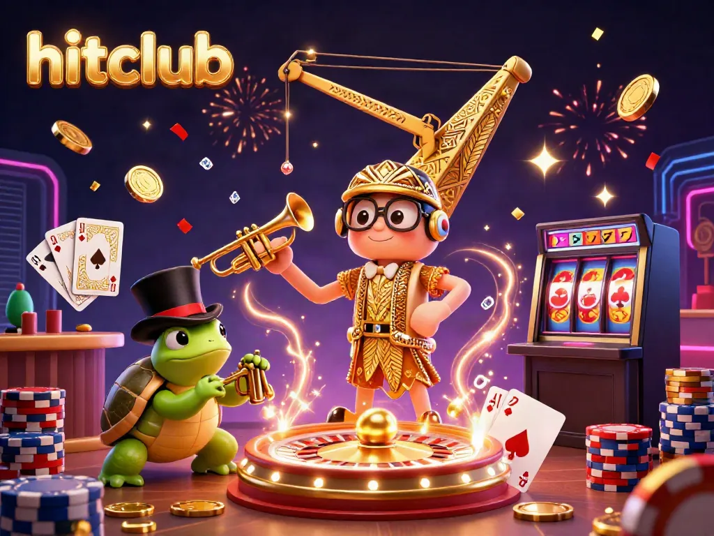 Engage with hitclub's vibrant casino scene, featuring dynamic characters and festive casino elements.