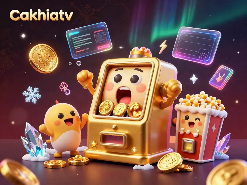 Engage with thrilling gameplay at cakhiatv featuring a golden slot machine celebrating a jackpot.