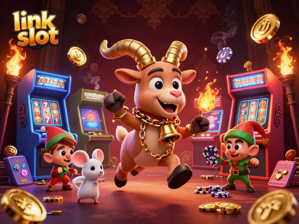 Engage with link slot and witness lively action at a casino featuring colorful game machines.