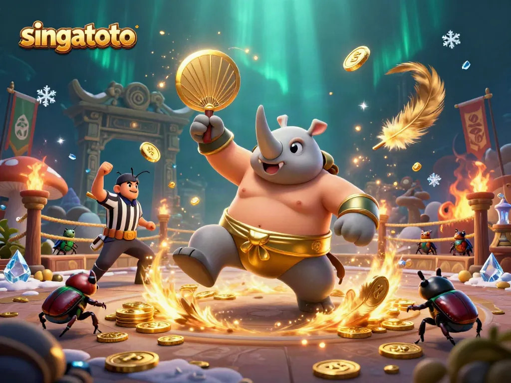 Engage in thrilling action with singatoto as a sumo beetle champion dominates the casino arena.