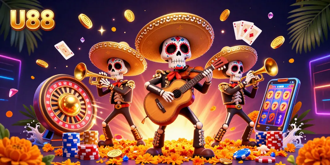 Experience U88’s thrilling action as a vibrant mariachi band delights in a colorful casino scene.