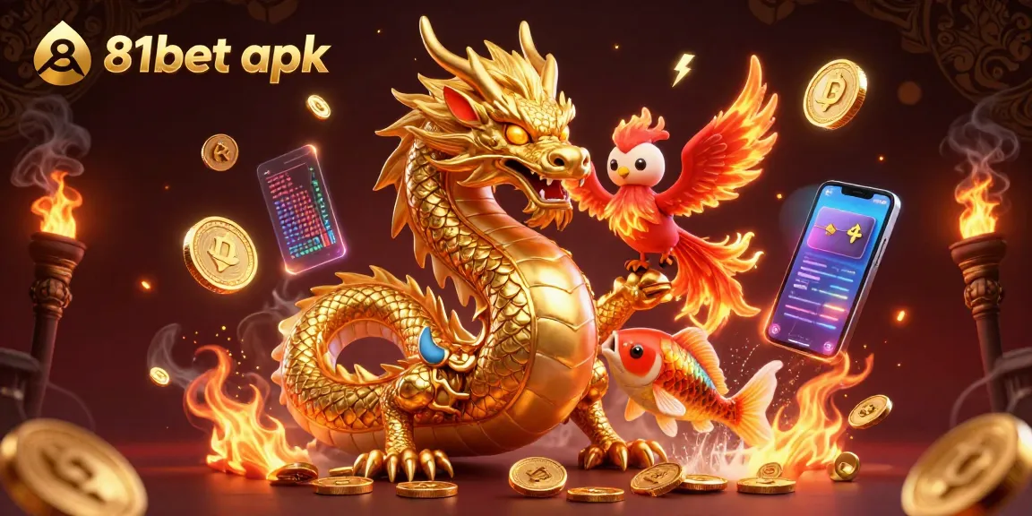 Engage with the thrilling 81bet apk adventure featuring a golden dragon, phoenix, and koi fish.
