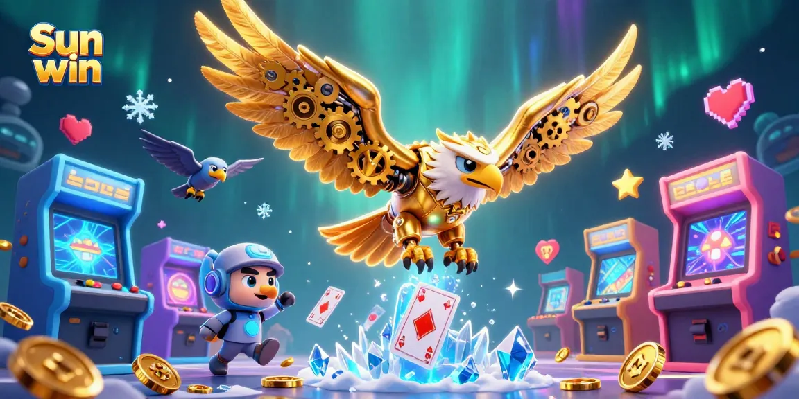 Experience excitement with Sun win's online games featuring dynamic holographic elements and vibrant designs.