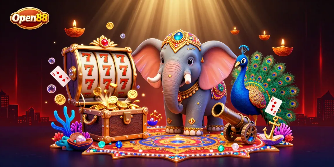 Experience thrilling online gaming at Open88 with vibrant 3D casino elements and exciting play.
