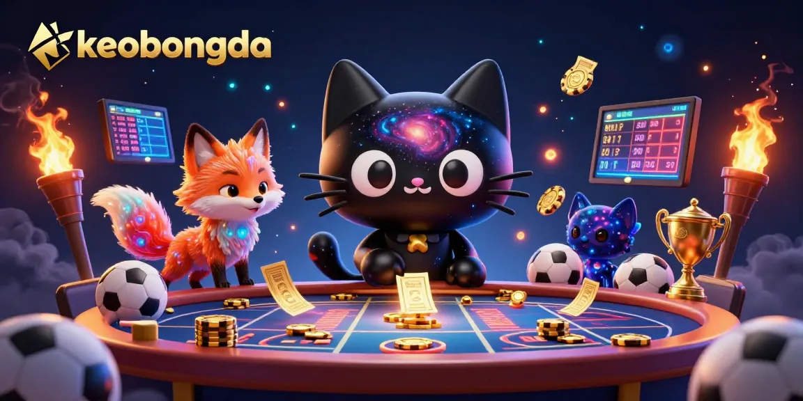 Experience thrilling sports betting with keobongda, featuring dynamic betting slips and vibrant characters.