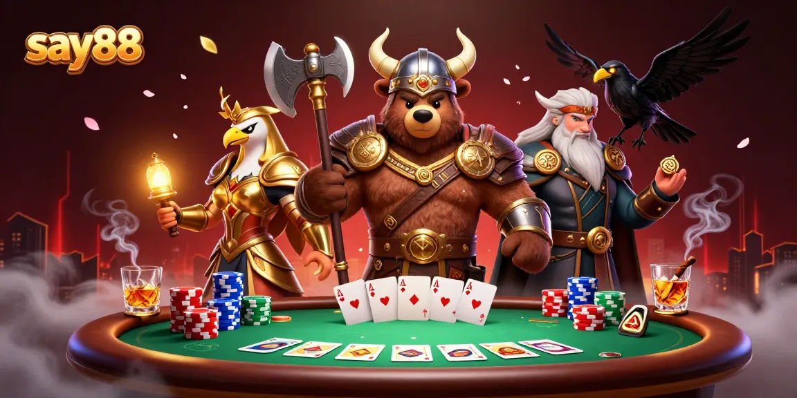 Experience the thrill of the say88 casino with a vibrant 3D illustration of gaming action and excitement.