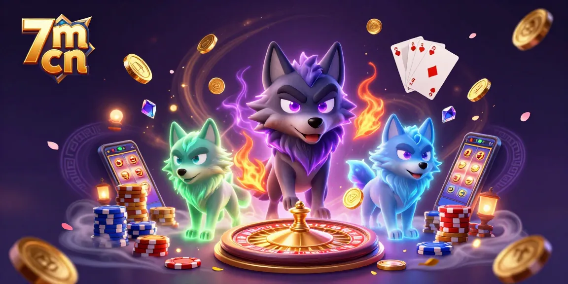 Interactive 3D scene of 7m cn showcasing dynamic gambling elements with casino-themed characters.