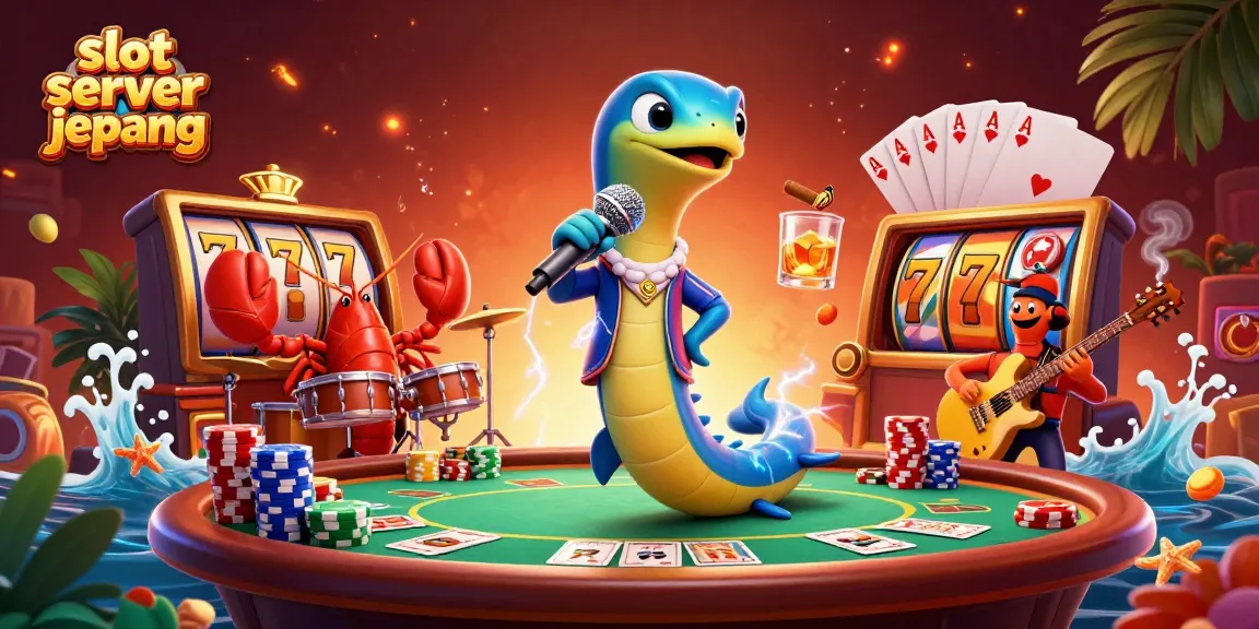 Experience the excitement of slot server jepang in this vibrant 3D illustration with dynamic casino elements.