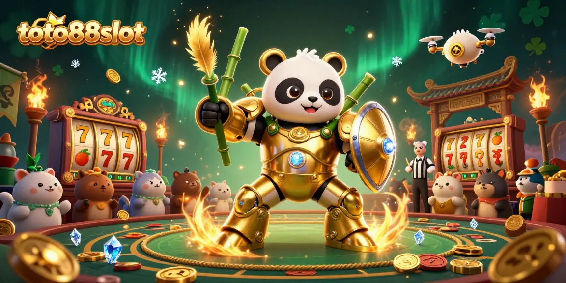 Experience thrilling wins at toto88slot featuring a golden panda and vibrant casino elements.