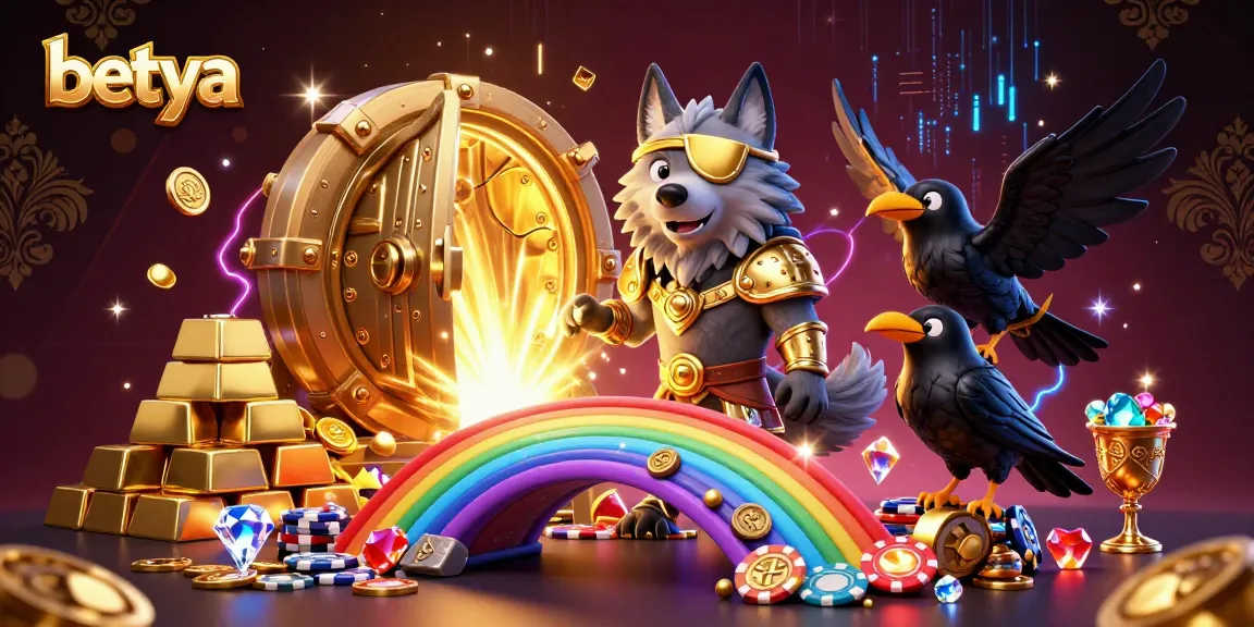 Engage in thrilling gaming experiences with betya while uncovering treasures in a vibrant 3D casino illustration.