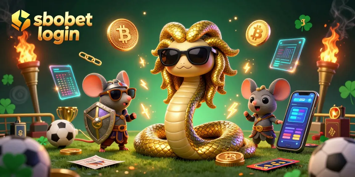 Engage with sbobet login through vibrant sports betting scenes enhanced by crypto elements and vivid characters.