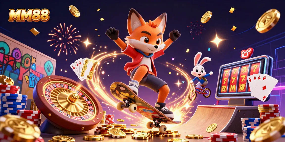 Experience the thrill of betting at MM88 with playful characters and exciting casino elements.