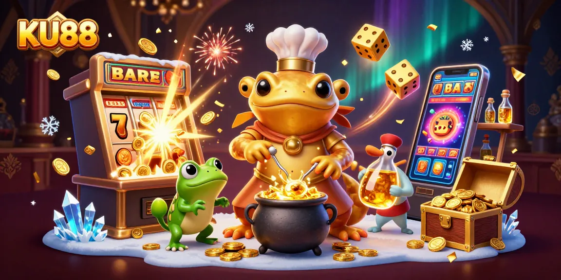 Win big with KU88's exciting casino features showcased in a vibrant 3D illustration.