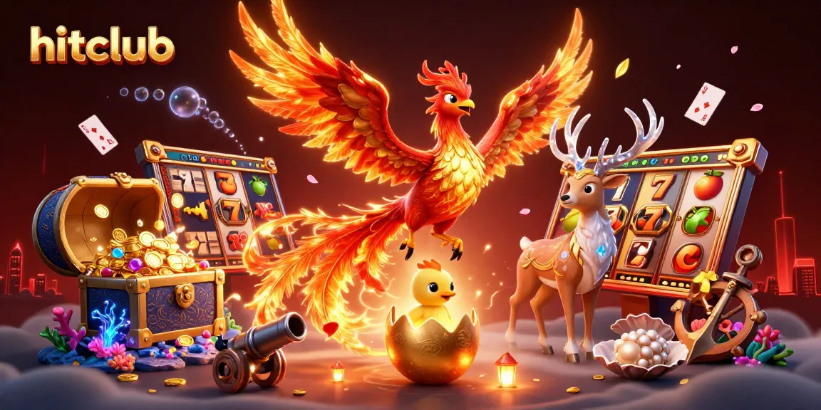 Experience hitclub’s thrilling gameplay with dynamic slot symbols amidst a vivid 3D fantasy scene.