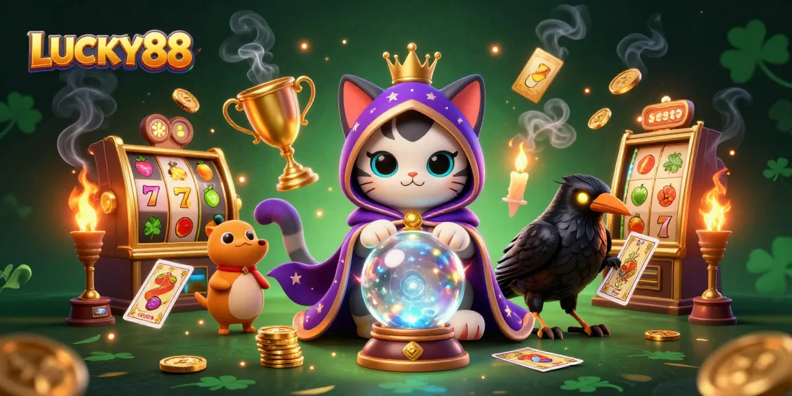 Experience LUCKY88 thrills in a vibrant 3D slot scene with mystical characters and dynamic elements.