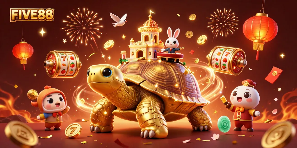 Experience the vibrant FIVE88 casino environment with dynamic characters and rich details in 3D illustration.